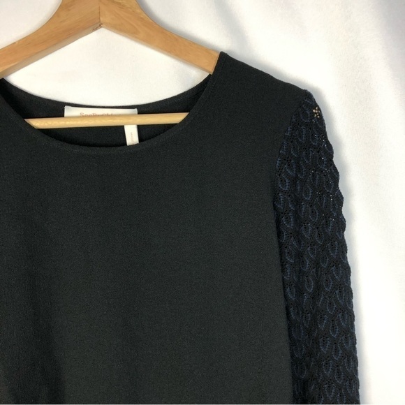 See By Chloe Black Knitted Crochet Flare Bell Sleeve Knit Blouse 36/S - Picture 4 of 5